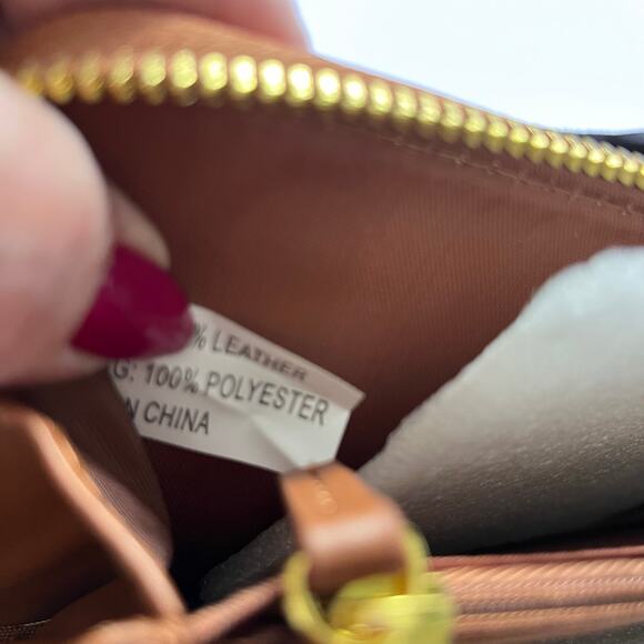 Joy & Iman New W/O Tags Brown Leather Clutch Double Zip RFID Blocking Strapless - Picture 4 of 5